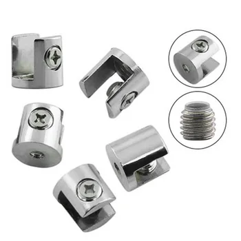

8pcs Cylindrical Shape Mini Adjustable Shelf Glass Clamp Corner Hardware Easy Install Balcony Anti Corrosion Zinc Alloy Window