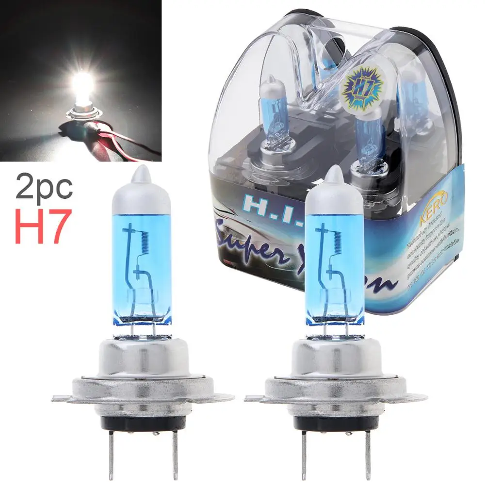 

2Pcs 12V H7 55W White Light Car Xenon Halogen Lamp 6000K Auto Front Headlight Fog Bulbs
