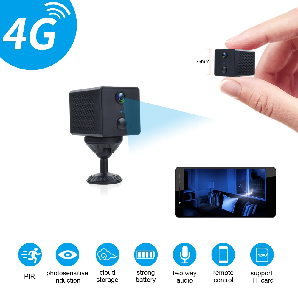 Мини камера видеонаблюдения 1080 пикселей 4G 2700 мАч|Компактные видеокамеры| |