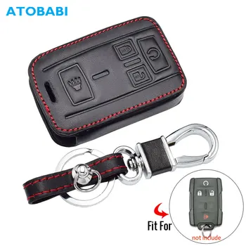 

Leather Car Key Case For GMC Sierra Canyon Chevrolet Colorado Silverado Smart Keyless Remote Fob Cover Auto Keychain Protect Bag