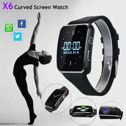 

2019New X6 Curved Screen Bluetooth Smartwatch TF SIM Camera Men Women Smart Watch for Android IOS iPhone Samsung Fashion Watches