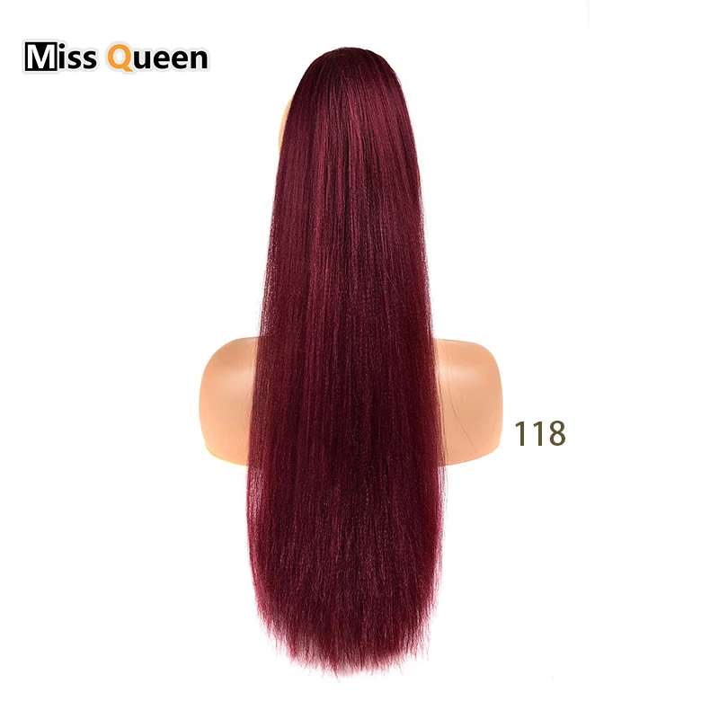 Мисс queen 18-дюймовые ремень хвостик волос клип Высокая температура Синтетический Африканский прямые волосы, "конский хвост", с эластичной лентой; расческа 180 г - Цвет: 118