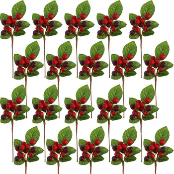 

Artificial Berries 20 Branches with 240 Pieces Fake Holly Berries DIY Christmas Fruit Cherry Branch Party Decoration