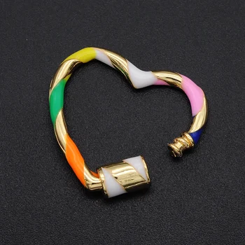 

2pcs/lot 23x25mm Enamel Heart Trendy Jewelry Spiral Clasp Hanging Chain Hook Carabiner DIY Necklace Bracelet Hand Made