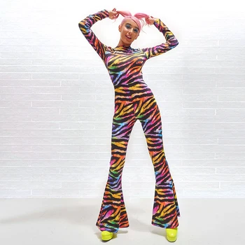 

Womens Clothing Flare Sexy Jumpsuit Backless Women Romper Streetwear Zebra Print Elegant Clubwear Bodycon Sexy