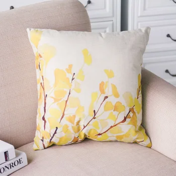 

Ginkgo Branches and Leaves Autumn Sense Is Strong Cushion Cover Sofa Living Room Balcony Linen Pillowcase