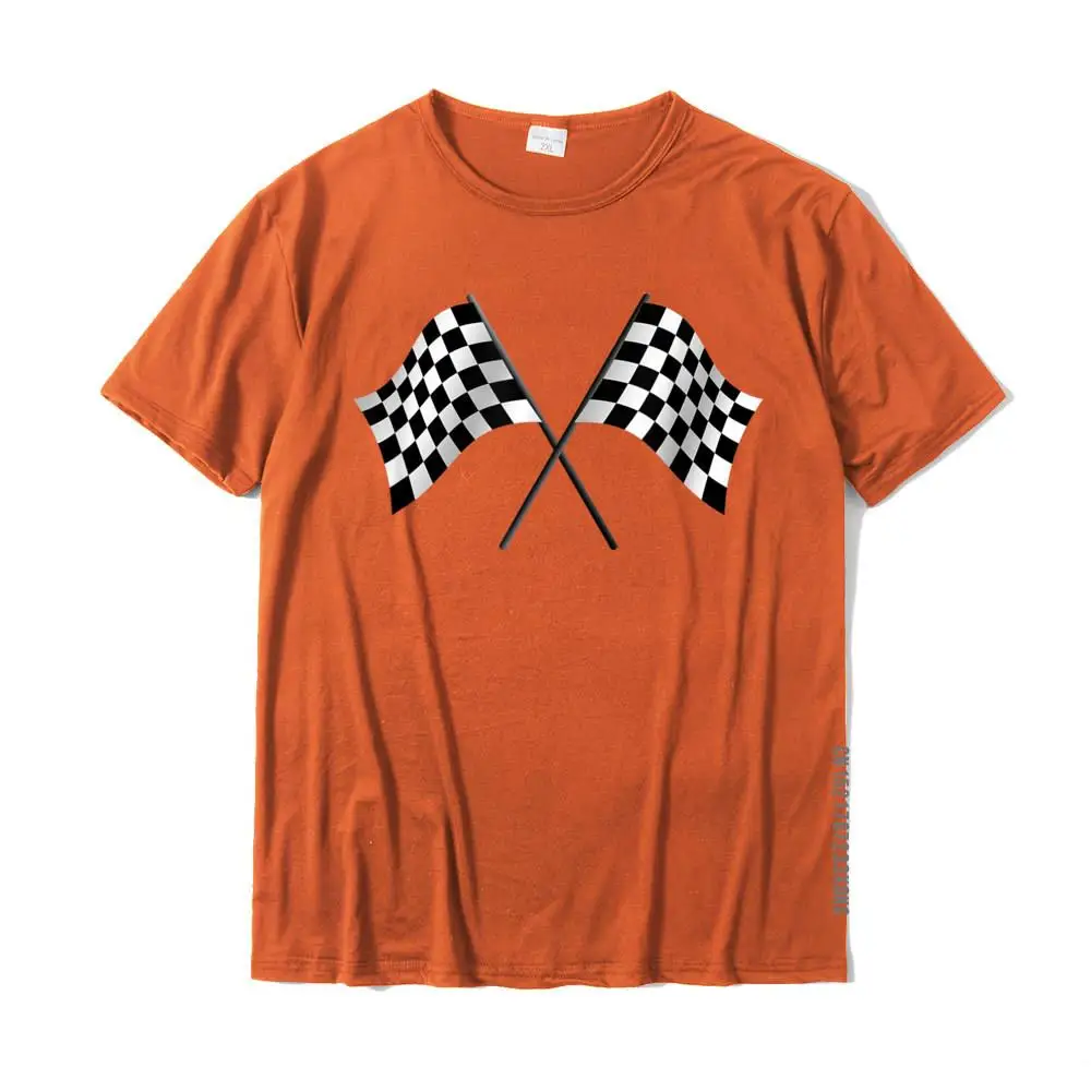 Design 100% Cotton Men's Short Sleeve Tops T Shirt Design Summer Top T-shirts Design T Shirts Dominant Round Neck Checkered Flags Start Finish Race T-Shirt__MZ22119 orange