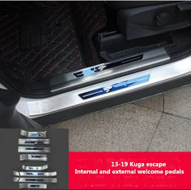 Применяется только для Ford 13-19 Kuga escape поздравительная педаль переоборудованная задняя Защитная панель корпус двери декоративные полосы - Цвет: Silver Blue Logo