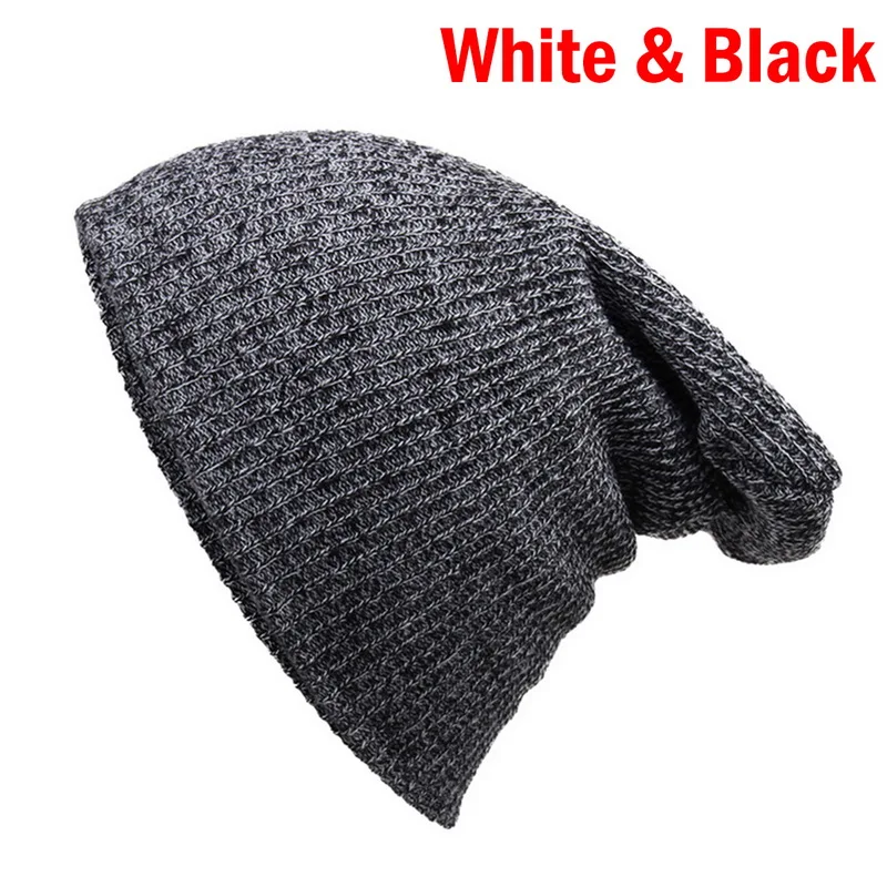 white black HEFLASHOR зима унисекс comfortale мягкая Slouchy Beanie коллекция мешковатые различные стили шляпа Новинка - Цвет: white black
