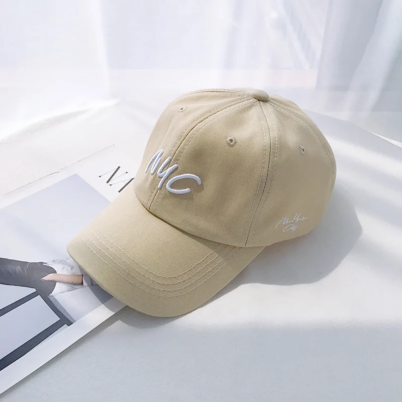 NYC Beige SP& CITY, шапка с утиным язычком, Женская Бейсболка, Ins, с вышитыми буквами, популярная в американском стиле, однотонное, стильное, в стиле ретро, шапка для женщин - Цвет: NYC Beige