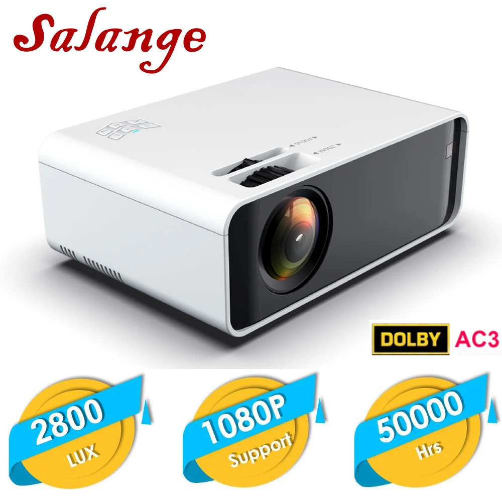 Светодиодный видеопроектор Salange W80 2800 люмен поддержка домашнего кинотеатра dolby AC3