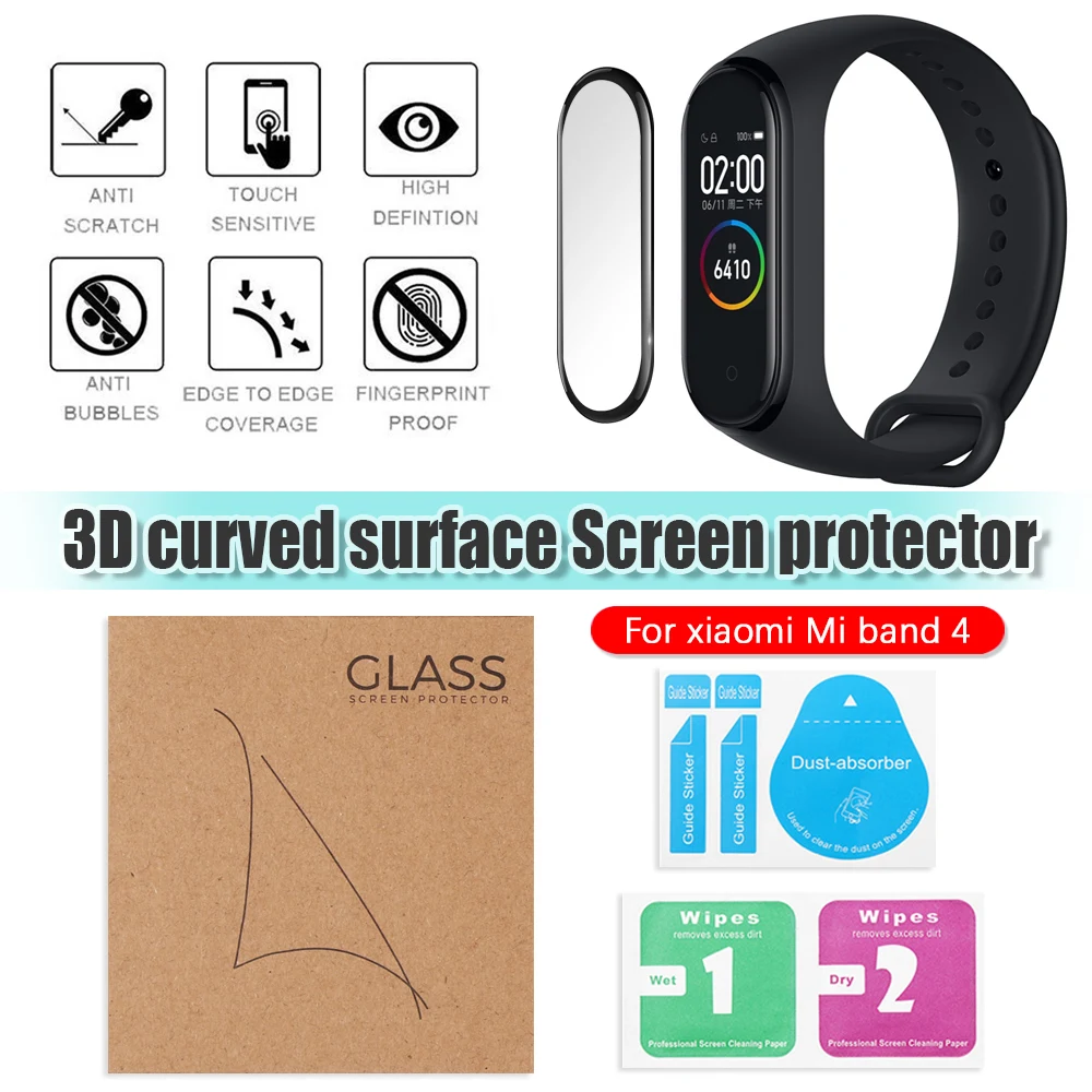 3D Screen Protector for Xiaomi Band4 Film Full Soft Protective Glass Screen Protection Case Anti-Scratch Protective Curved Cover