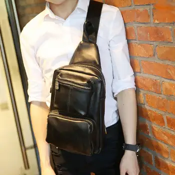 

Men Leather Sling Backpack Shoulder Messenger Chest Bag High Capacity Travel Hiking School