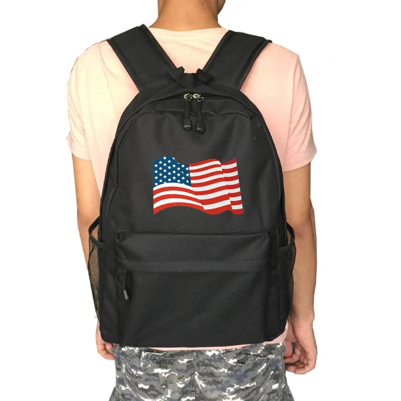 style1 BLACK USA Russia USA UK France Germ National flag backpack school bag Daily backpack Creative gift Black Blue Purple Gray - Цвет: style1 BLACK USA