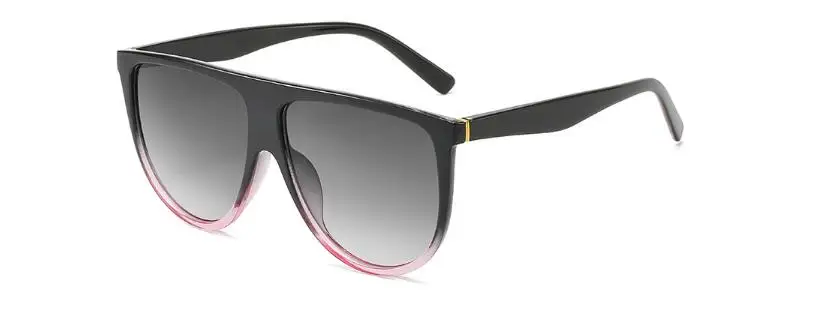 Модные плоские солнечные очки, пластиковые великолепные черные розовые очки, большие женские солнцезащитные очки, UV400, дизайнерские оттенки, роскошный бренд Lentes - Цвет линз: black pink frame