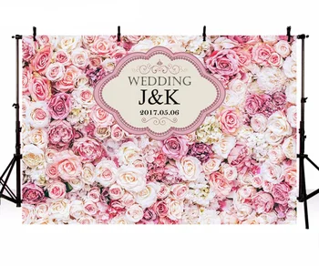 

Customized Photography Backdrops Pink Rose Flower Custom Birthday Party Wedding Photo Background Studio Props