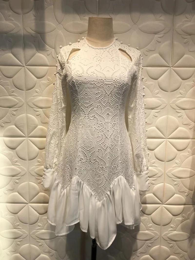 Женское белое платье с вырезами, платья для вечеринок, подиум
