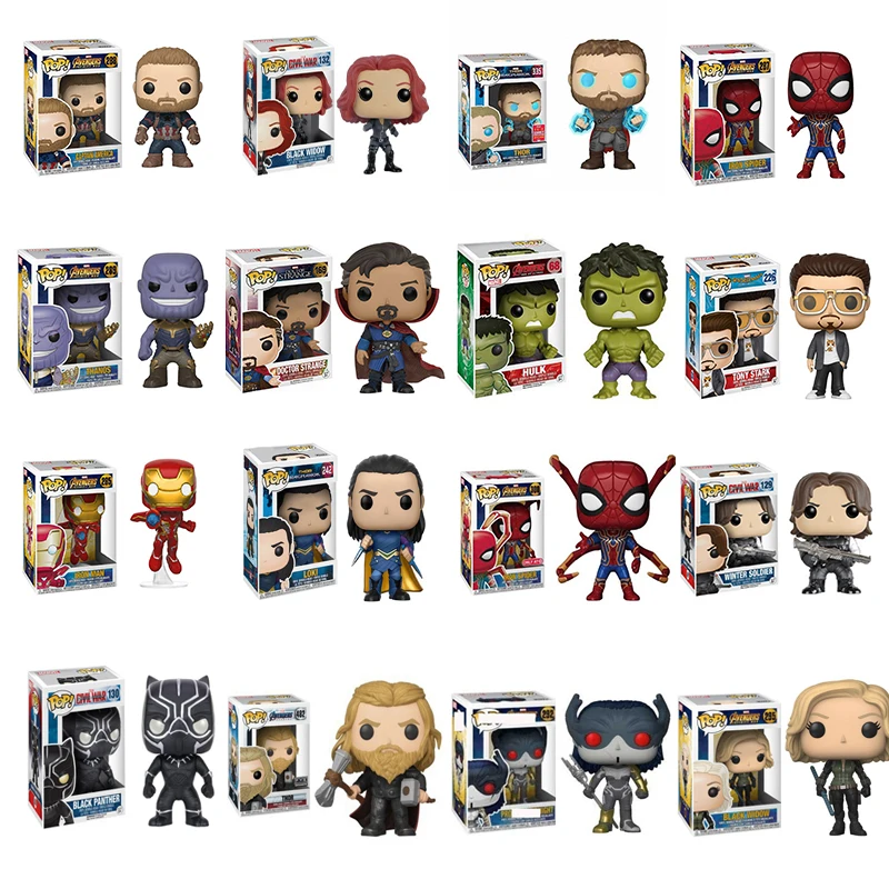 Funko pop Marvel Мстители Железный человек Капитан Америка Тор Черная Вдова Халк Локи модель человека-паука оригинальная коробка игрушки на день рождения