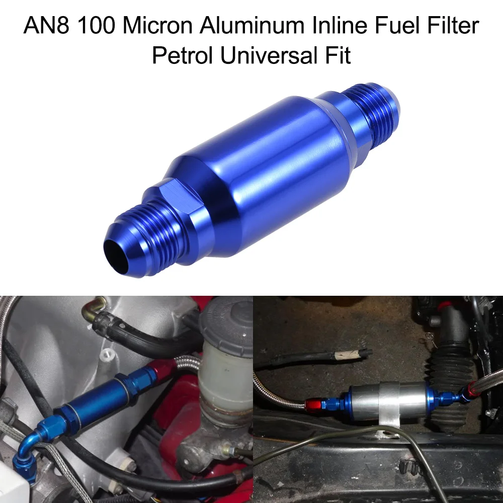 

AN8 100 Micron Aluminum Inline Fuel Filter/ Petrol Universal Fit