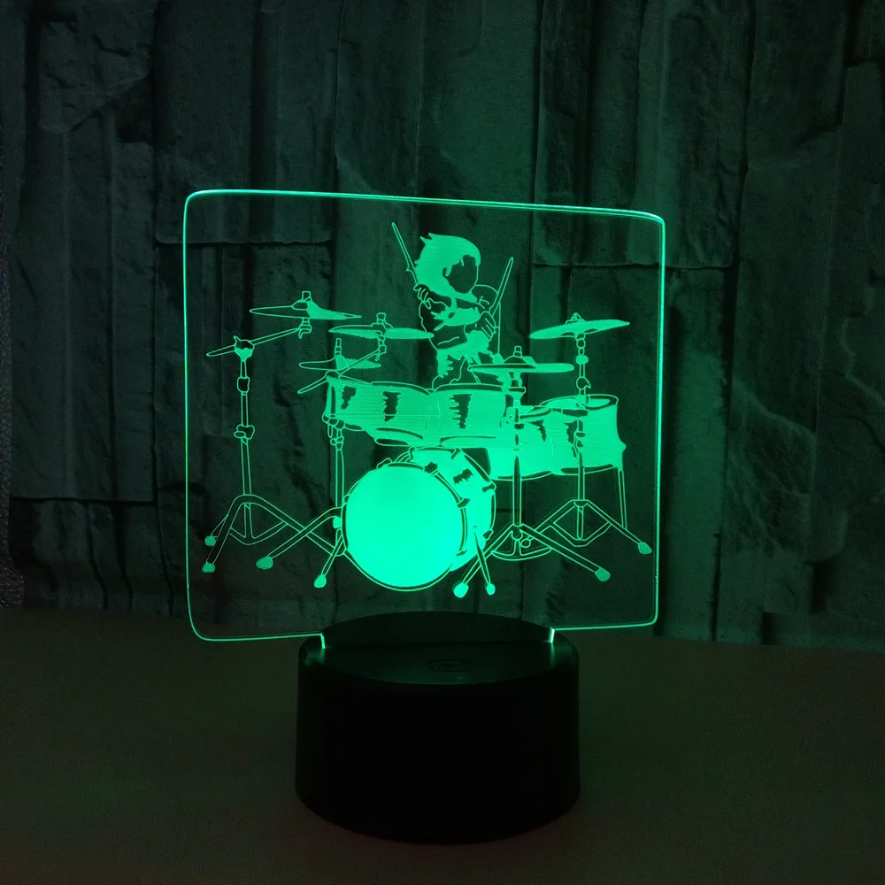 

Drum Kit Colorful Remote Control 3D Lamp 3D Visual Lamp Touch Colorful Gradient Illusion 3D Lamp Jazz Drum 3D Lamp