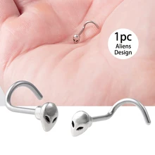 1 шт., чужеродные кольца с винтами для носа, стальные пирсинг для носа, шпильки Nez, закрученная изогнутая Носовая кость, кольцо-гвоздики, Nariz, пирсинг для тела, ювелирное изделие, 20 г