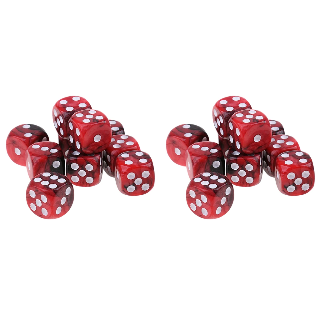 20x Acrylic Six Sided Dice Spot For MTG TRPG Role Playing Red & Black Color