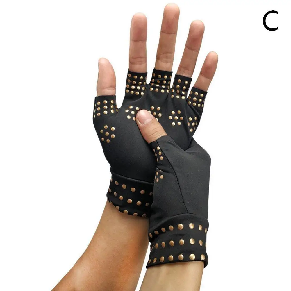 1 Pair Magnetic Therapy Fingerless Gloves Arthritis Pain Relief Heal Joints Braces Supports Health Care Yoga Sport Safe Wrist