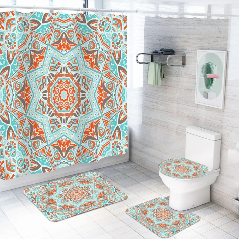 Boheima Floral Polyester Home Bath Curtains Show Curtain Waterproof With Free Hooks Bathroom Rugs Toilet Lip Cover U Shape Rugs Bathroom Accessories Sets Aliexpress