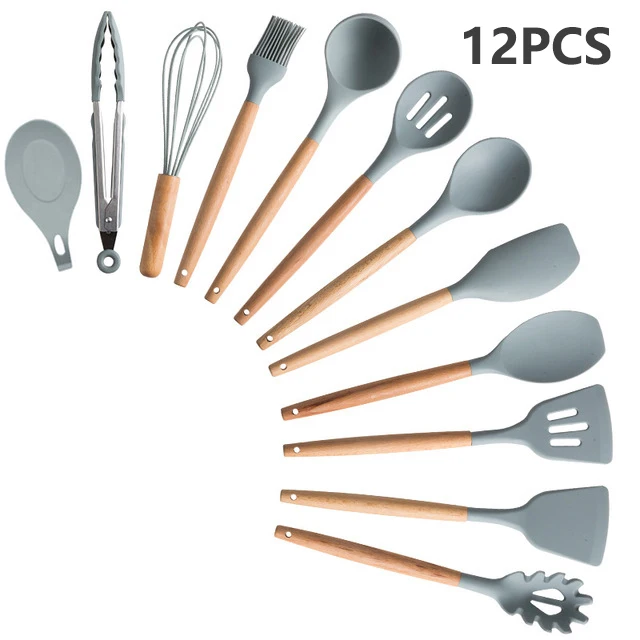 12/13 Silicone Cooking Utensils Sets With Stainless Steel Storage Box