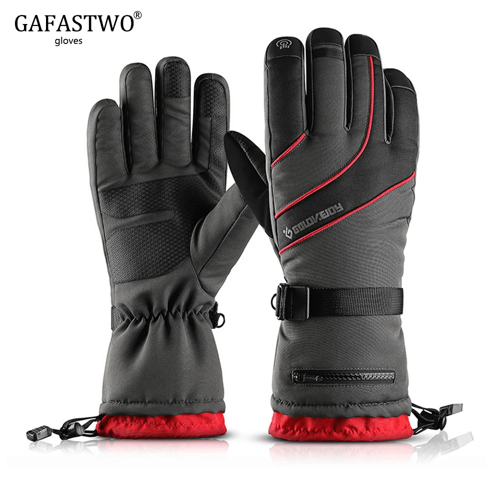 Najtaniej Męskie zimowe rękawice narciarskie cztery warstwy wodoodporne i aksamitne ciepłe rękawiczki do ekranu dotykowego damskie jazda na zewnątrz antypoślizgowe kieszonkowe rękawiczki