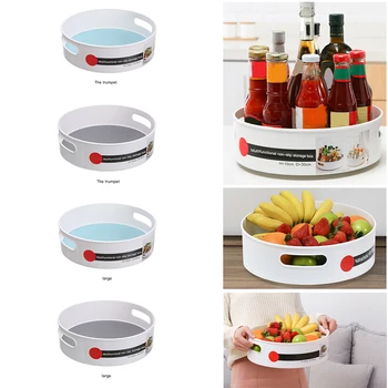 

Multi-Function Anti-Skid Rotary Storage Tray Plastic Storage Boxs Desktop Kitchen Candy Box Organizer Home Products Supplies