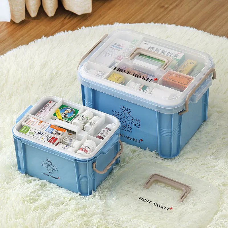 Plastic First Aid Kit Medical Box Storage Bins Large Multi-layer Medicine Container Home Storage organizer for Medical