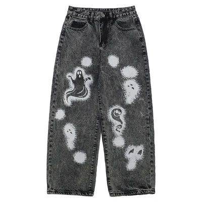 UNCLEDONJM Hantu Graffiti Jeans Pria 