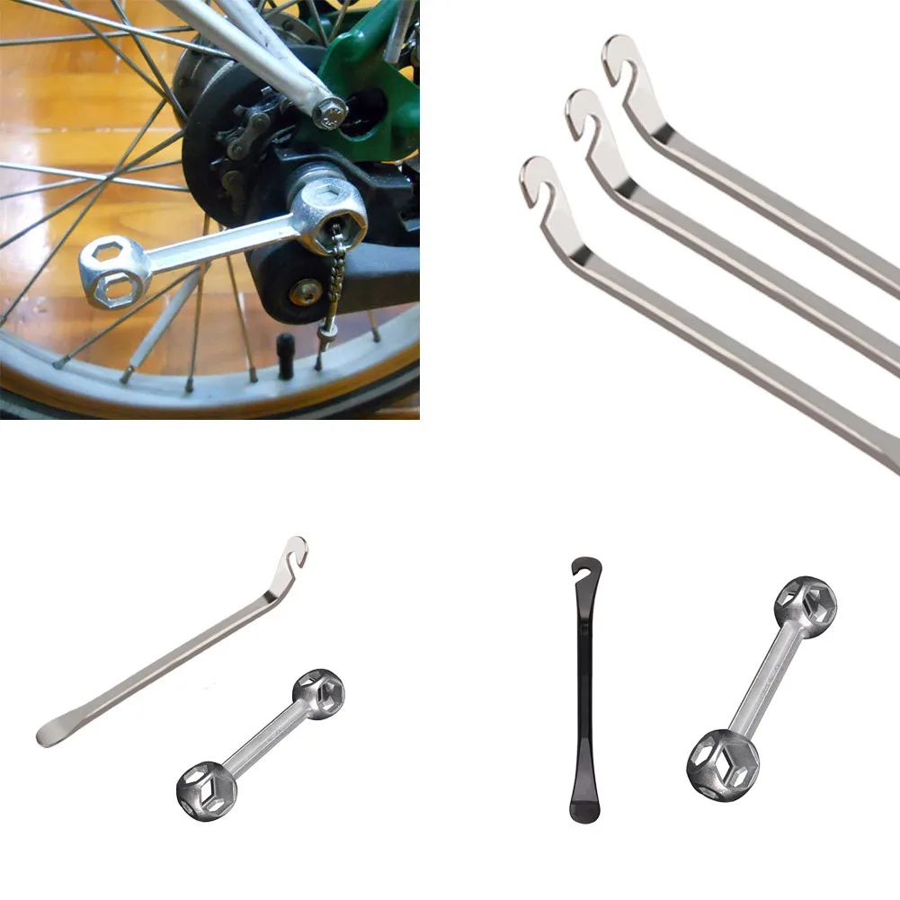 

Bike Cycling Bicycle Tyre Tire Spoon Repair Opener Breaker Tool Bike Steel Flat Tire Removal Tools Metal Pry Bar Stick Tire 2PCS