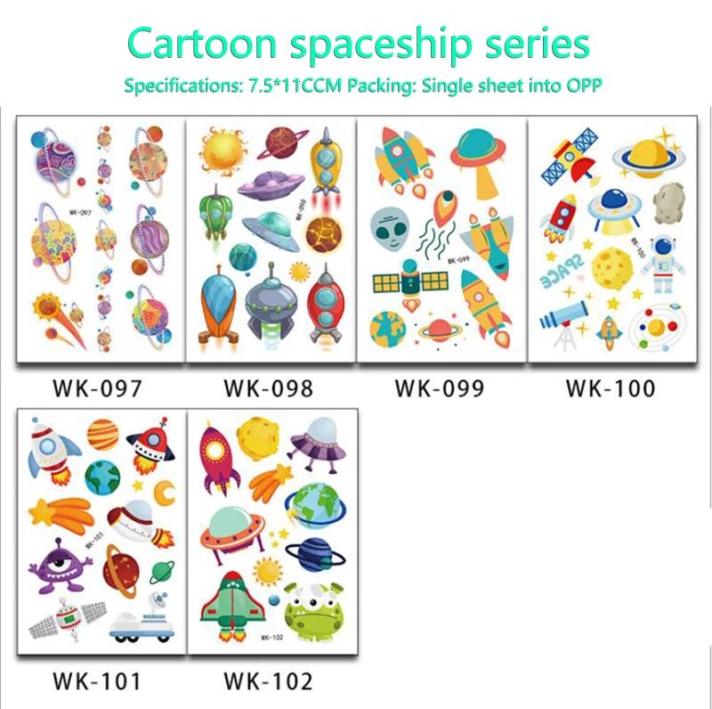 С рисунком космического дирижабль серии тату субсидий детей астронавт временная татуировка Стикеры