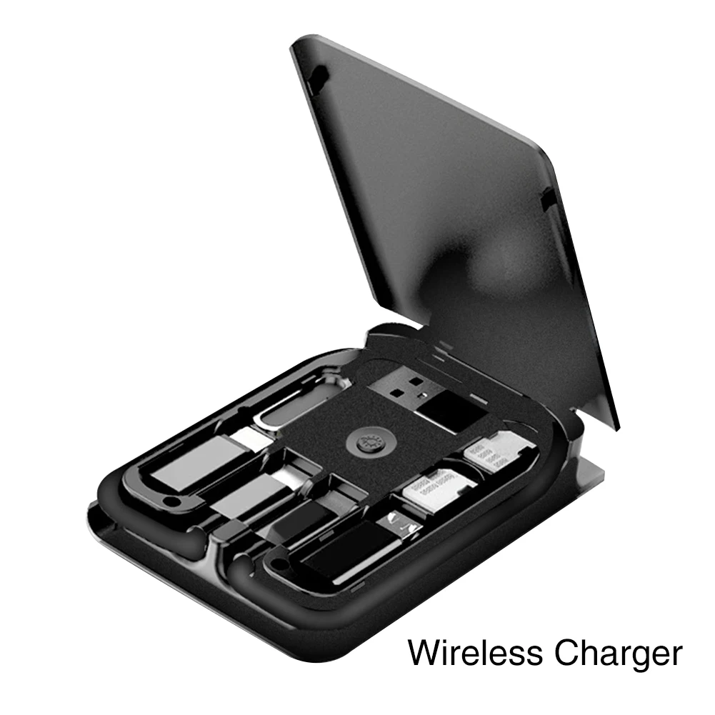 Wireless Charger Универсальный кабель для передачи данных путешествия Многофункциональный Интеллектуальный Разъем Портативный светодиодный фонарь, адаптер USB интерфейс для хранения электроники - Цвет: Wireless Charger