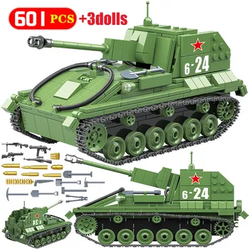 

City SU-7M Tank Soviet Union BT-7L Light Tank Building Blocks Military WW2 Weapon Soldier Figures Blocks Toys for Boys