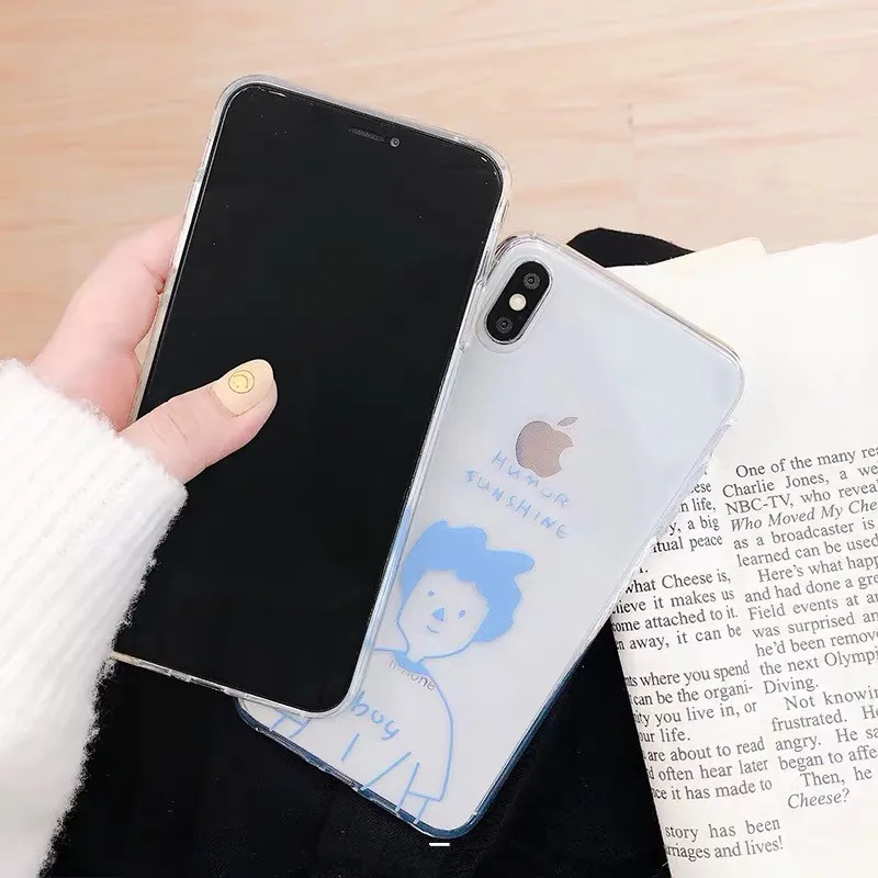 Корейский свежий милый прозрачный чехол для телефона девочек парней iPhone 7 8 6 plus XS