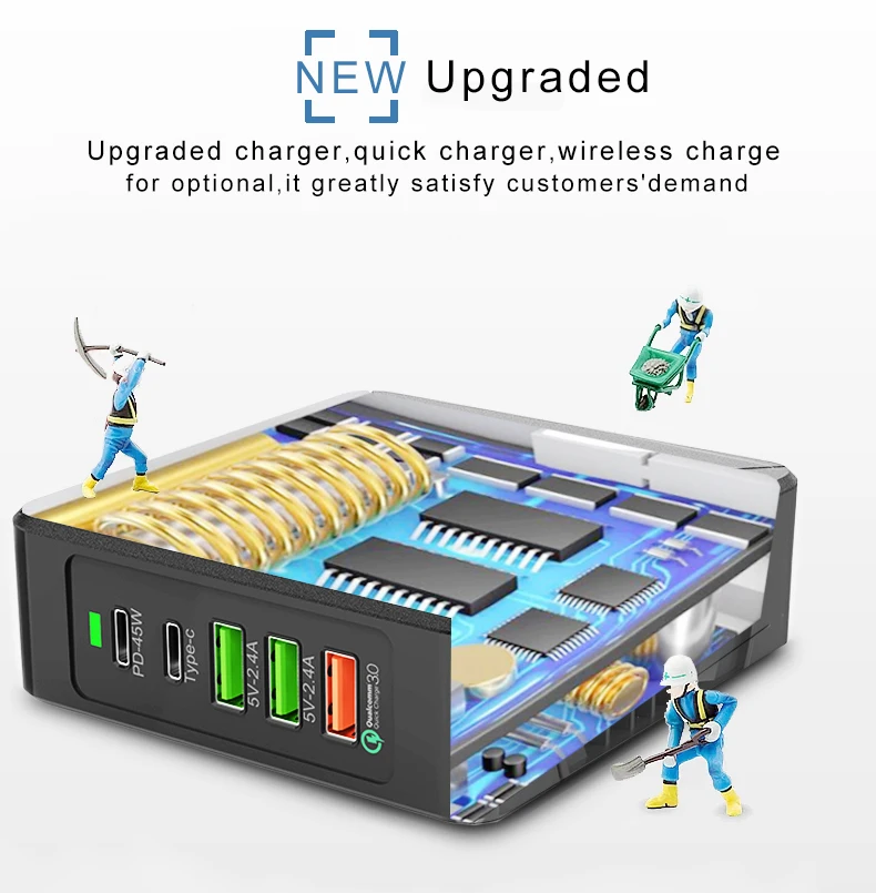 50 шт./лот BRSUANG 75 Вт Quick Charge 3,0 USB зарядное устройство PD type C быстрое зарядное устройство для samsung Macbook Air ASUS Ноутбука huawei sony