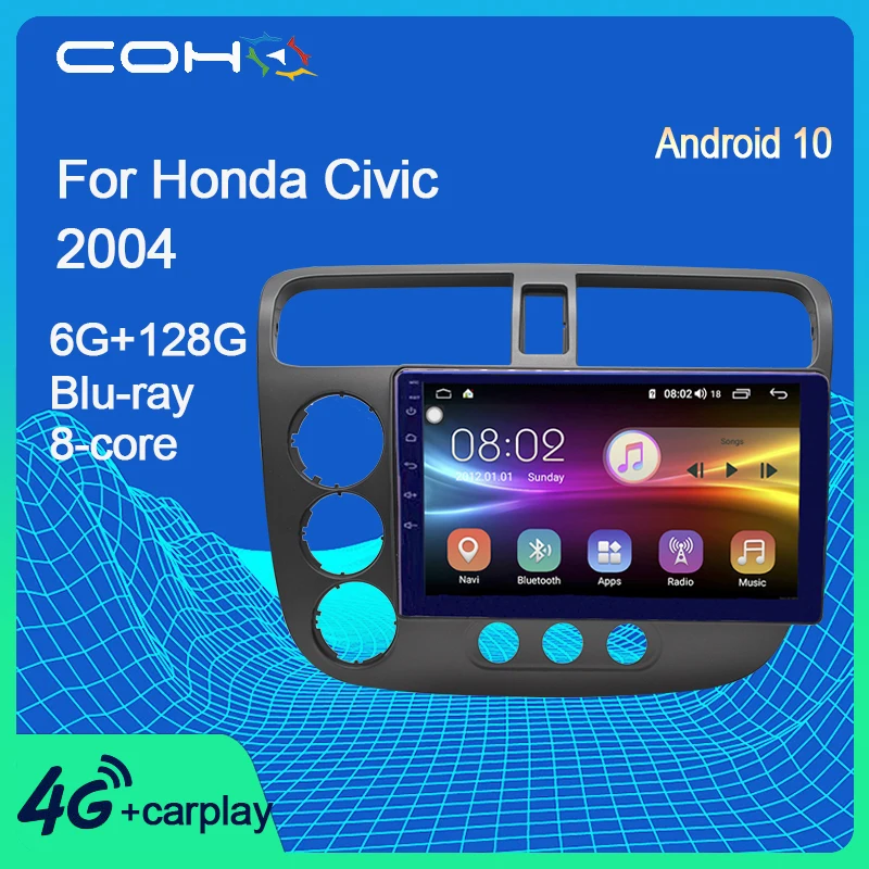 Автомобильный мультимедийный плеер COHO для Honda Civic 2004 Android 10 0 Восьмиядерный