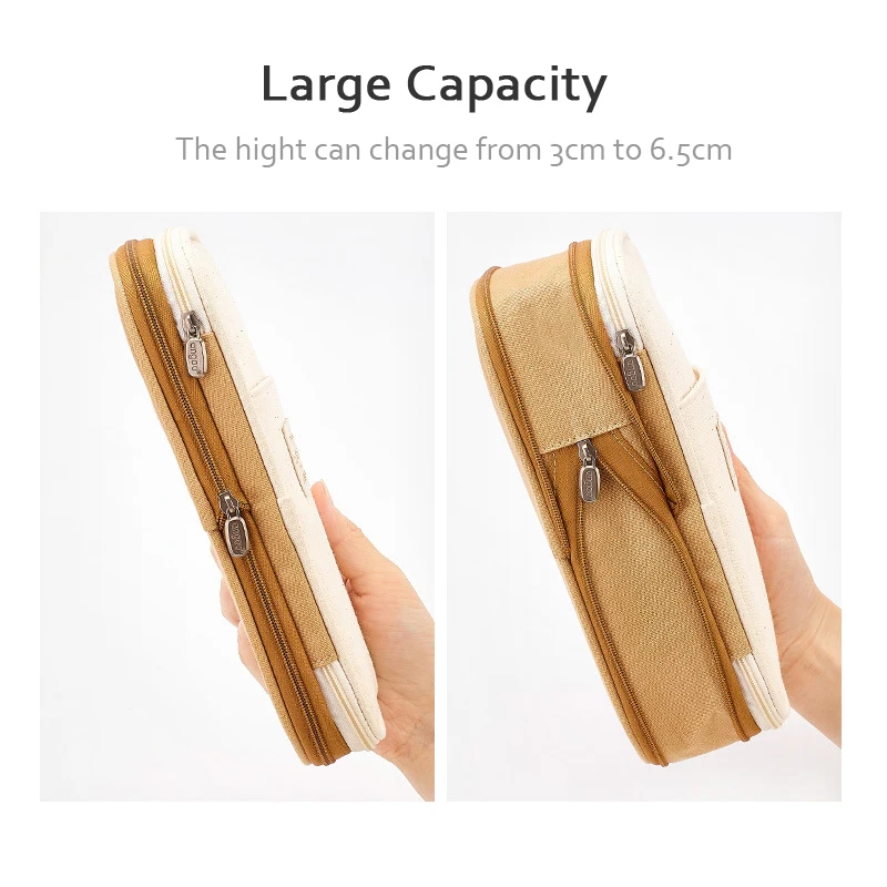 Creative Classic Pocket Pencil Case Fold Canvas Stationery Storage Pen Bag Organizer for Cosmetic Travel Student School Supplies