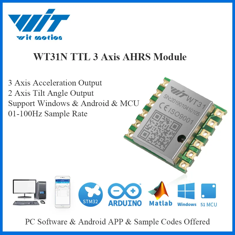 Цифровой Угол наклона WitMotion WT31N AHRS, 2-осевой Инклинометр с шагом поворота и 3-осевым акселерометром для ПК/Android/MCU