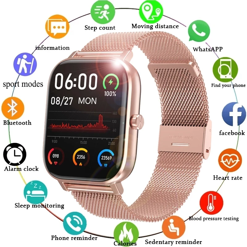 2022 New Women Smart Watch Support Polish language Heart Rate Monitor Men Sport Fitness Tracker Bluetooth Call Smartwatch +Box