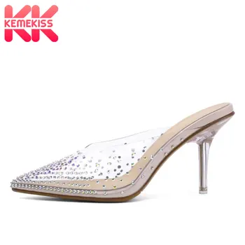 

KemeKiss Women Sandals Sweet Pointed Toe Women Shoes Summer Crystal Party Lady Slippers Outdoor Female Footwear Size 33-43