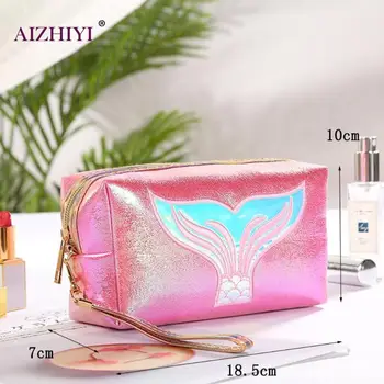 

Female Casual Cartoon Fish Tail Cosmetic Bag Portable Make Up Clutch Travel Women Wash Storage Bag