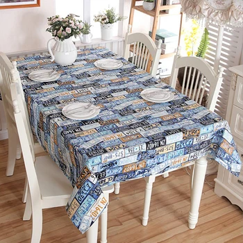 

Cotton thickened canvas retro American license plate number personality party coffee table table cloth table cloth