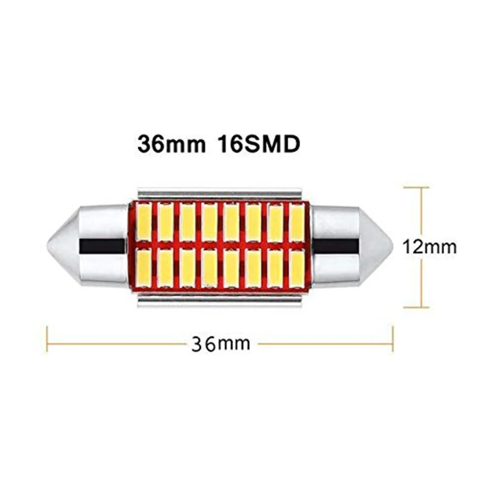 

4Pcs License Plate Light Interior LED Decode reading light 36mm 16SMD 4014 No Error Festoon