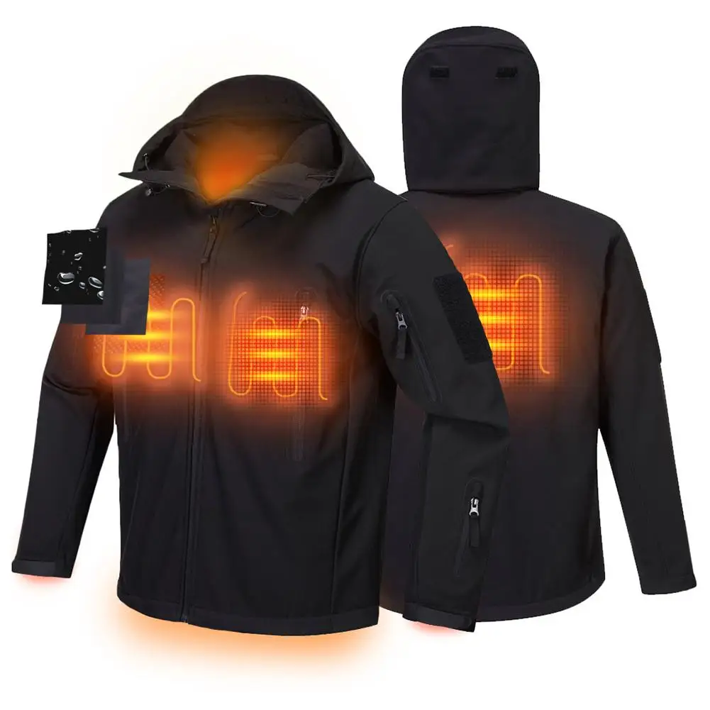 

2020 Outdoor Men Women Heated Jackets Coat USB Electric Windproof Long Sleeves Heating Hooded Jacket Warm Winter Thermal Clothes