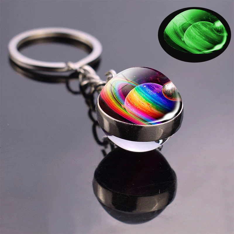 Milky Way Galaxy Key Chain Glow In The Dark Planet Keyring
