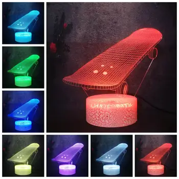 

Extreme Sports Creative Design Skateboard Teen Night Light 3D 7 Color Gradient USB Plug Bedside Lamp Home Decor Shine Flash Gift